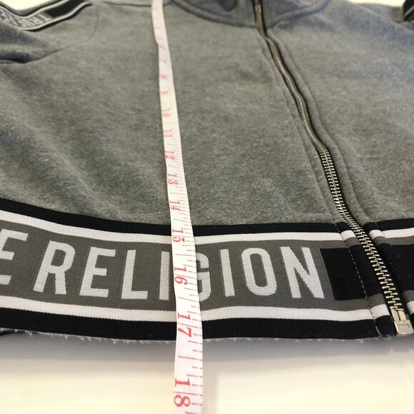 True Religion Cropped Track Jacket Full Zip Fleece Sweatshirt - Picture 12 of 12